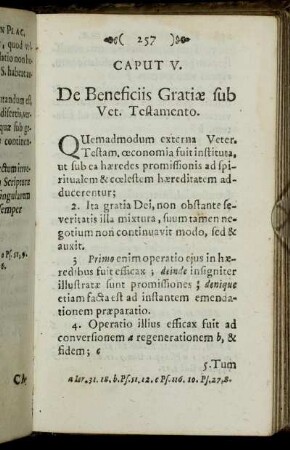 Caput V. De Beneficiis Gratiæ sub Vet. Testamento.
