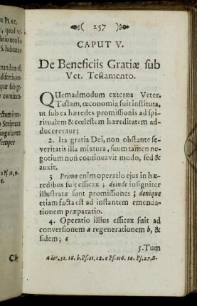 Caput V. De Beneficiis Gratiæ sub Vet. Testamento.