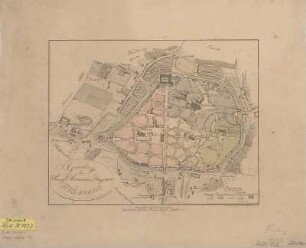 Plan von Freiberg, ca. 1:5 000, Lithographie, 1824