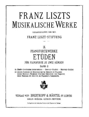 Musikalische Werke. 2,2, 4. Bravour-Studien. 5. Große Bravour-Phantasie über das Glöckchen von Paganini.