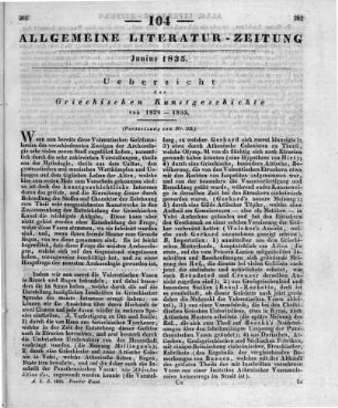 Uebersicht der griechischen Kunstgeschichte von 1829-1835. (Fortsetzung von Nr. 103)