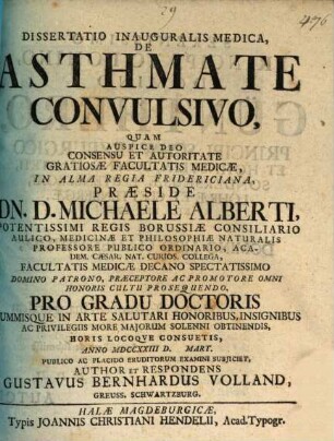 Diss. inaug. med. de asthmate convulsivo