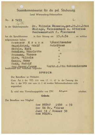 Einsele, Wilhelm, Dr.