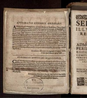 "Approbatio Censoris Ordinarii" und "Approbatio Apostolici Inquisitoris"