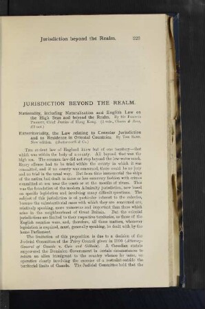 Jurisdiction beyond the Realm