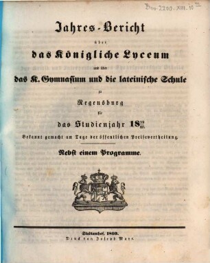 Jahres-Bericht. 1859/60