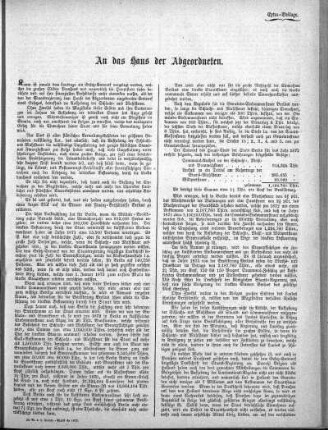An das Haus der Abgeordneten