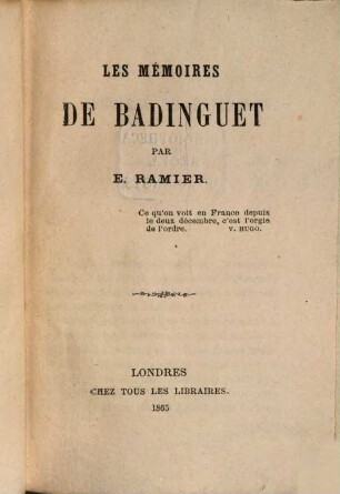 Les mémoires de Badinguet