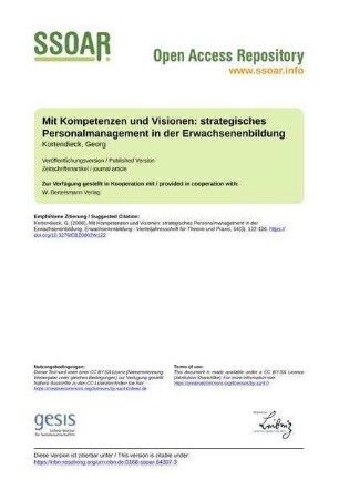 Mit Kompetenzen und Visionen: strategisches Personalmanagement in der Erwachsenenbildung
