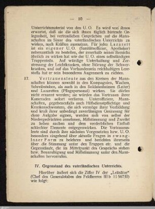 IV. Gegenstand des vaterländischen Unterrichts