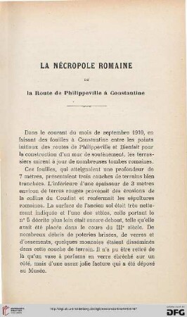 Sér. 5: La nécropole romaine de la route de Philippeville à Constantine