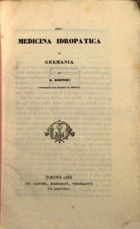 Della medicina idropatica in germania