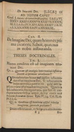 Cap. II. De Imagine Dei, quam homo ex prima creatione habuit, quatenus in nobis instauranda.