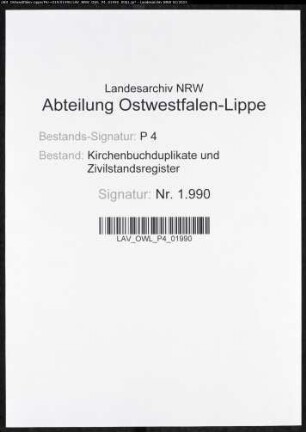 Kirchenbuchduplikat der evangelischen Jacobi-Gemeinde Lippstadt (GHT 1819-1820). (Gemeinde: Lippstadt, evangelische Jacobi-Gemeinde)
