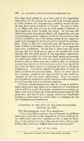 CORRECTION TO THE NOTE ON THE NINE SCHOOLGIRLS PROBLEM, (p. 159).