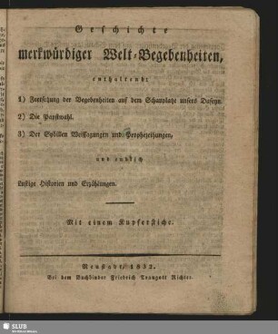 Geschichte merkwürdiger Welt-Begebenheiten