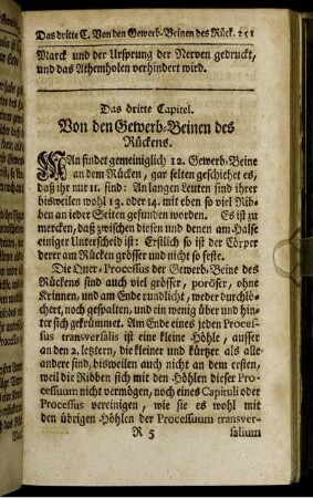 Das dritte Capitel. Von den Gewerb-Beinen des Rückens.