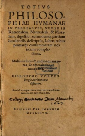 Totius philosophiae humanae digestio