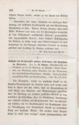 324-337 [Rezension] Niehues, Bernhard, Geschichte des Verhältnisses zwischen Kaiserthum und Papstthum im Mittelalter