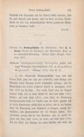105-110 [Rezension] Kraus, Franz Xaver, Lehrbuch der Kirchengeschichte für Studierende