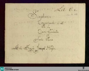 Symphonies. Arr - Don Mus.Ms. 682 : cemb; D; Hob I: D13
