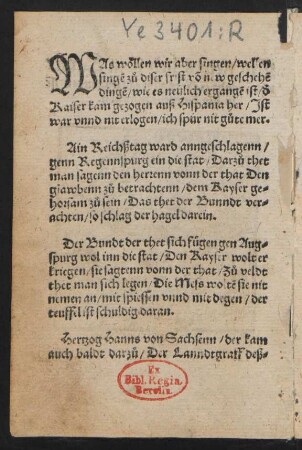 WAs wöllen wir aber singen/ wellen || singe zu diser frist