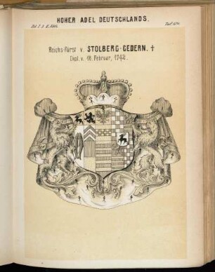 Taf. 104. Reichs-Fürst v. Stolberg-Gedern.
