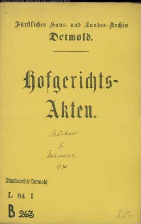 Böcker, Hans Peter zu Heiden gegen Simon Henrich Wehmeier im Hedderhagen