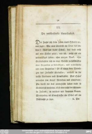 IX. Die vortheilhafte Unwissenheit.