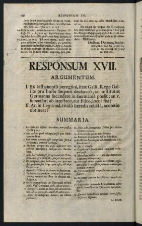 178-186, Responsum XVII. Testam. hostis aut peregr. in legit. accretio - Responsum XIIX. Exerc. relig. ad famulit. et de annexis