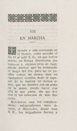 XIII. En marcha