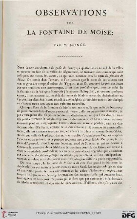 Observations sur la fontaine de Moise
