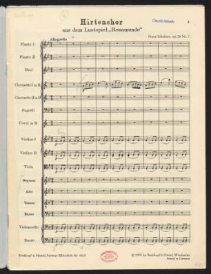 Hirtenchor aus dem Lustspiel "Rosamunde" : Op. 26 Nr. 7
