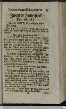 Zweytes Hauptstück, Von Gott