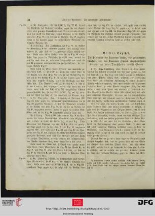 Drittes Capitel. [Fig. 21-51] Die Projection der krummen Linien, der gekrümmten Flächen, der von krummen Flächen eingeschlossenen Körper und deren Durchschnitte mittelst Ebenen.