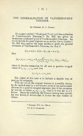 The generalisation of Vandermonde's theorem.