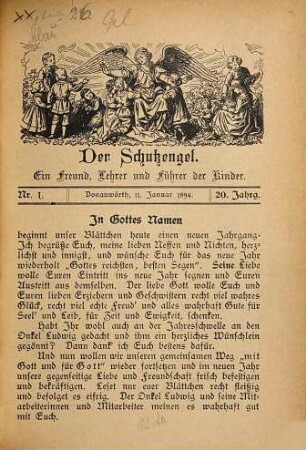 Der Schutzengel : ein Freund, Lehrer und Führer der Kinder. 20. 1894