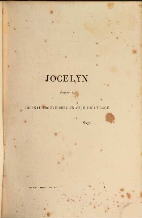 Œuvres complètes de Lamartine : publiées et inédites, 4. Jocelyn