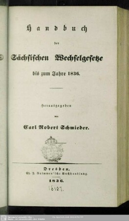 Handbuch der sächsischen Wechselgesetze bis zum Jahre 1836