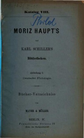 Katalog. 8. [ca. 1874] = Abth. 1