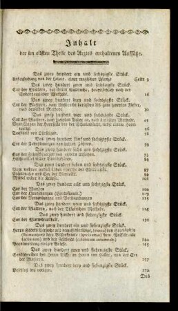 Inhalt der im eilften Theile des Arztes enthaltenen Aufsätze