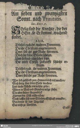 Am sieben und zwantzigsten Sonnt. nach Trinitatis