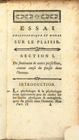 Essai philosophique ... sur le Plaisir