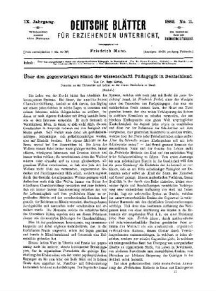 Über den gegenwärtigen Stand der wissenschaftl. Pädagogik für Deutschland : (Schluss)
