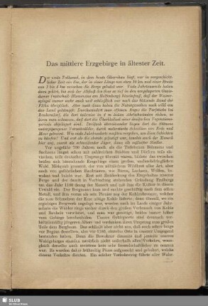 Das mittlere Erzgebirge in ältester Zeit