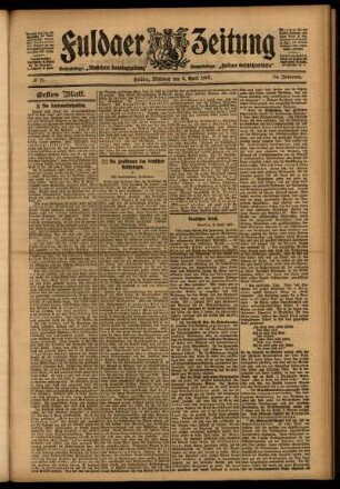 Erste Ausgabe vom Mittwoch, den 03. April 1907.