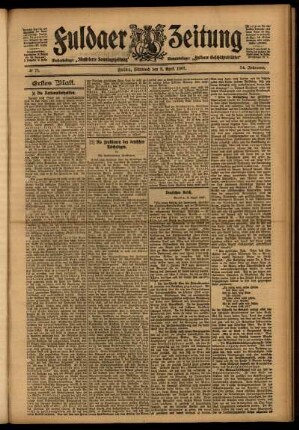 Erste Ausgabe vom Mittwoch, den 03. April 1907.
