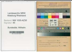 Entnazifizierung Wilhelm Burstedde , geb. 02.07.1896 (Bergmann)