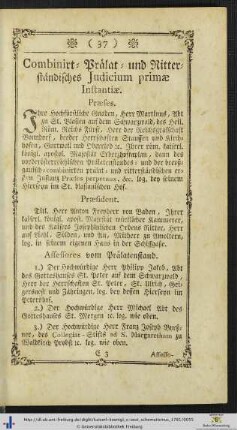 Combinirt- Prälat- und Ritterständisches Judicium primae Instantiae.