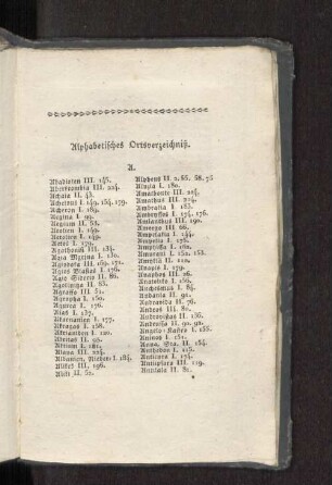 Alphabetisches Ortsverzeichniß.